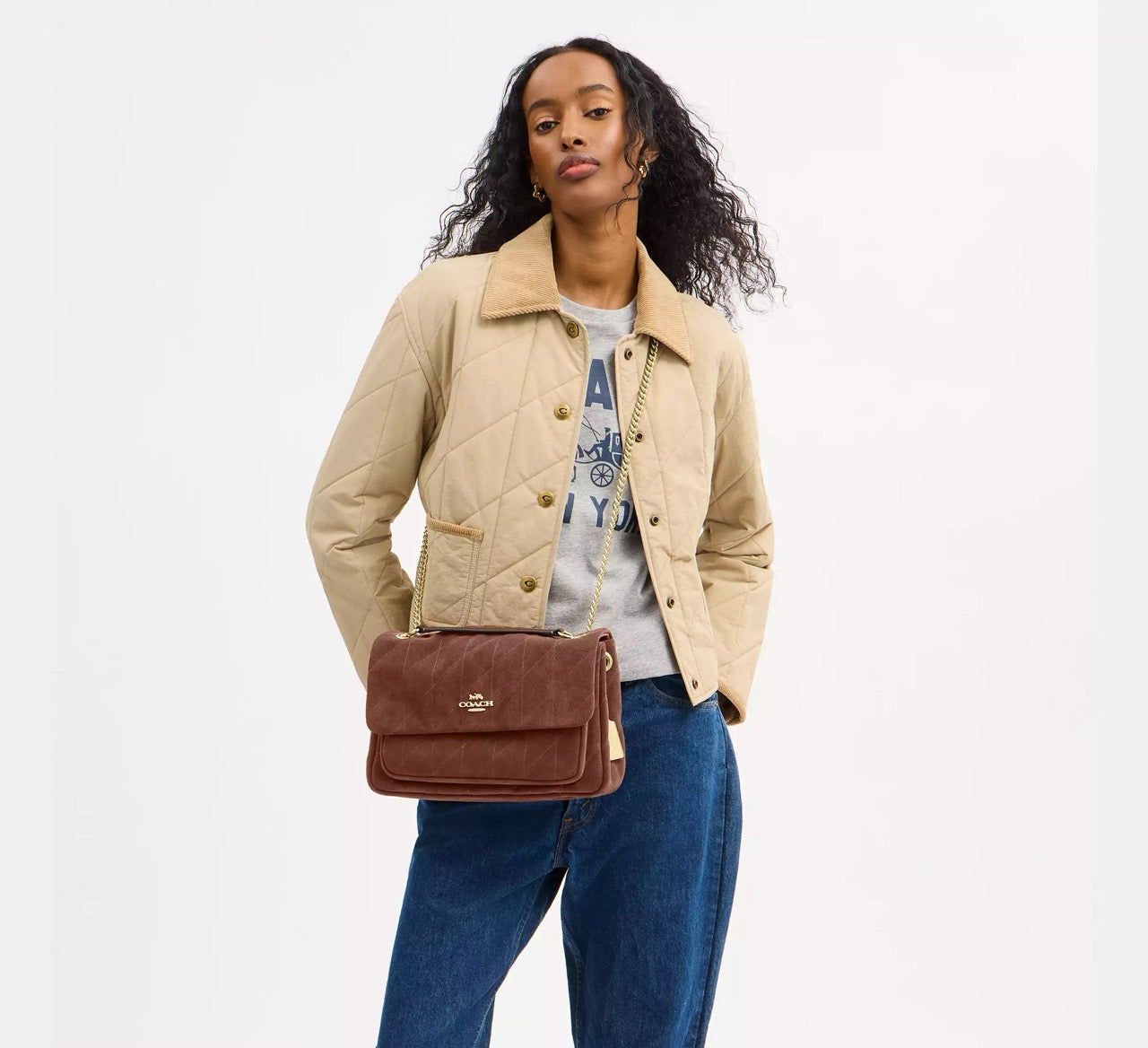 [READY STOCK MY] COACH Elodie Crossbody Bag With Quilting in Vintage Brown/Maple (CCZ63)