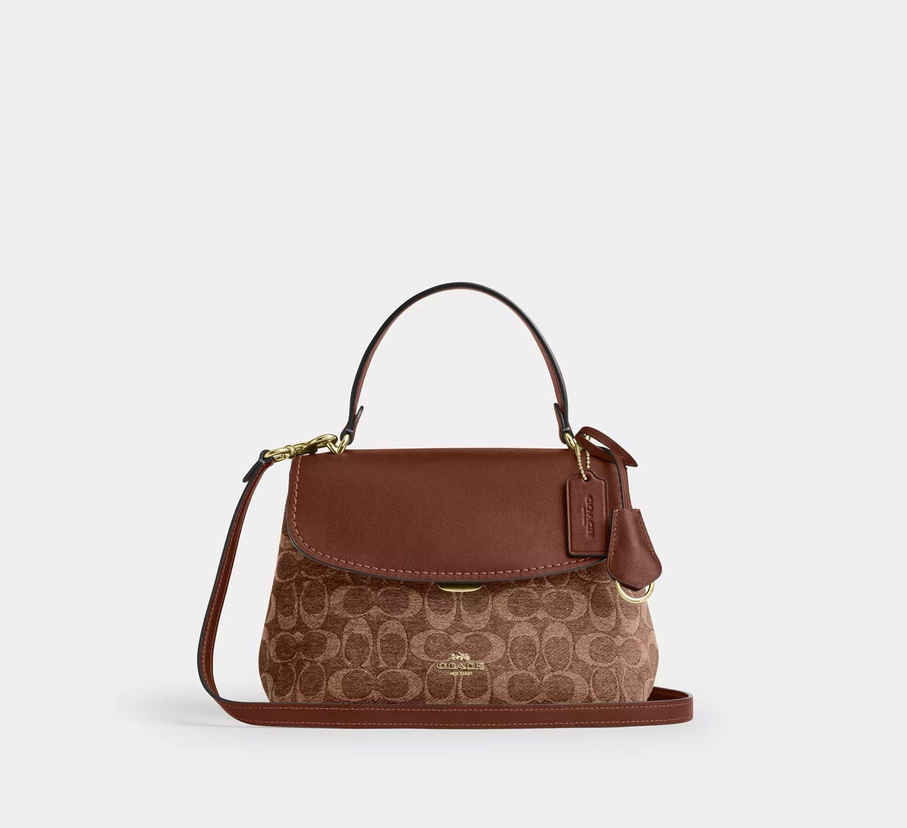 [INCOMING ETA 30 DAYS] COACH Emory Top Handle Bag In Signature Chenille in Light Khaki/Vintage Brown (CDB08)