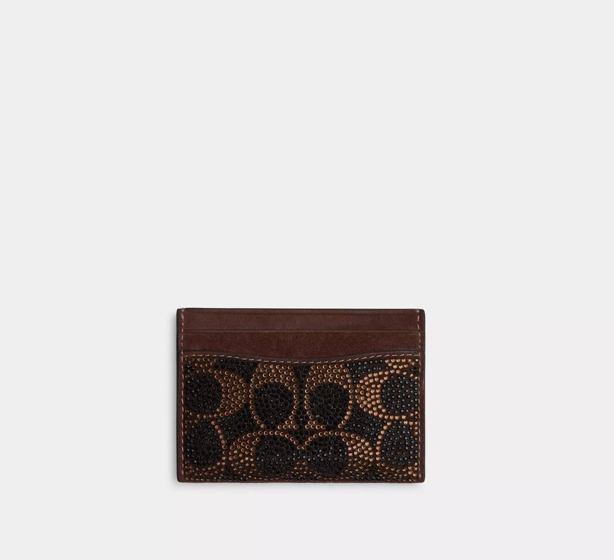 [WEB EXCLUSIVE][INCOMING ETA 30 DAYS] COACH Essential Card Case With Crystal Signature in Dark Chocolate (CFT04)