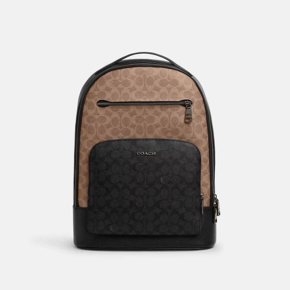 [INCOMING ETA 30 DAYS] COACH Ethan Backpack In Blocked Signature Canvas in Charcoal Black (CZ392)