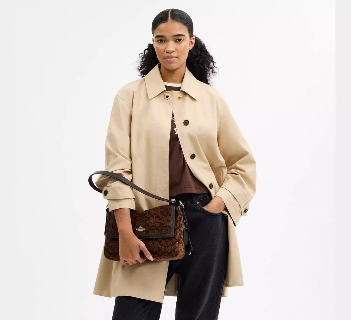 [INCOMING ETA 30 DAYS] COACH Etta Flap Bag In Signature Chenille in Truffle (CCE58)