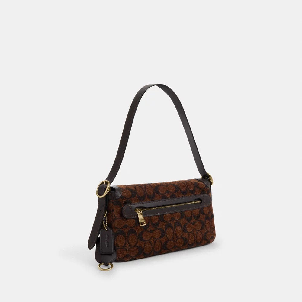 [INCOMING ETA 30 DAYS] COACH Etta Small Flap Shoulder Bag In Signature Chenille in Gold (CCV65)