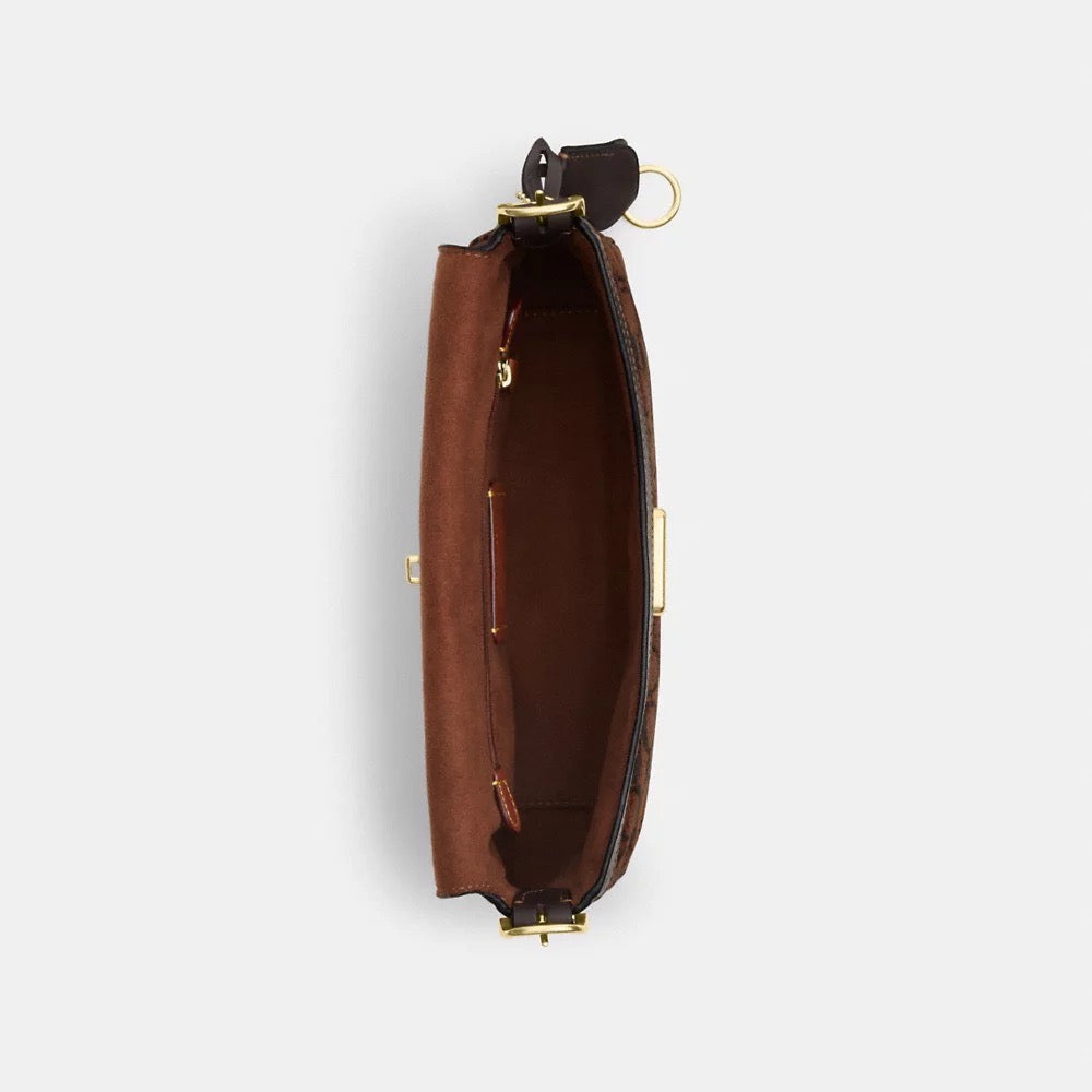 [INCOMING ETA 30 DAYS] COACH Etta Small Flap Shoulder Bag In Signature Chenille in Gold (CCV65)