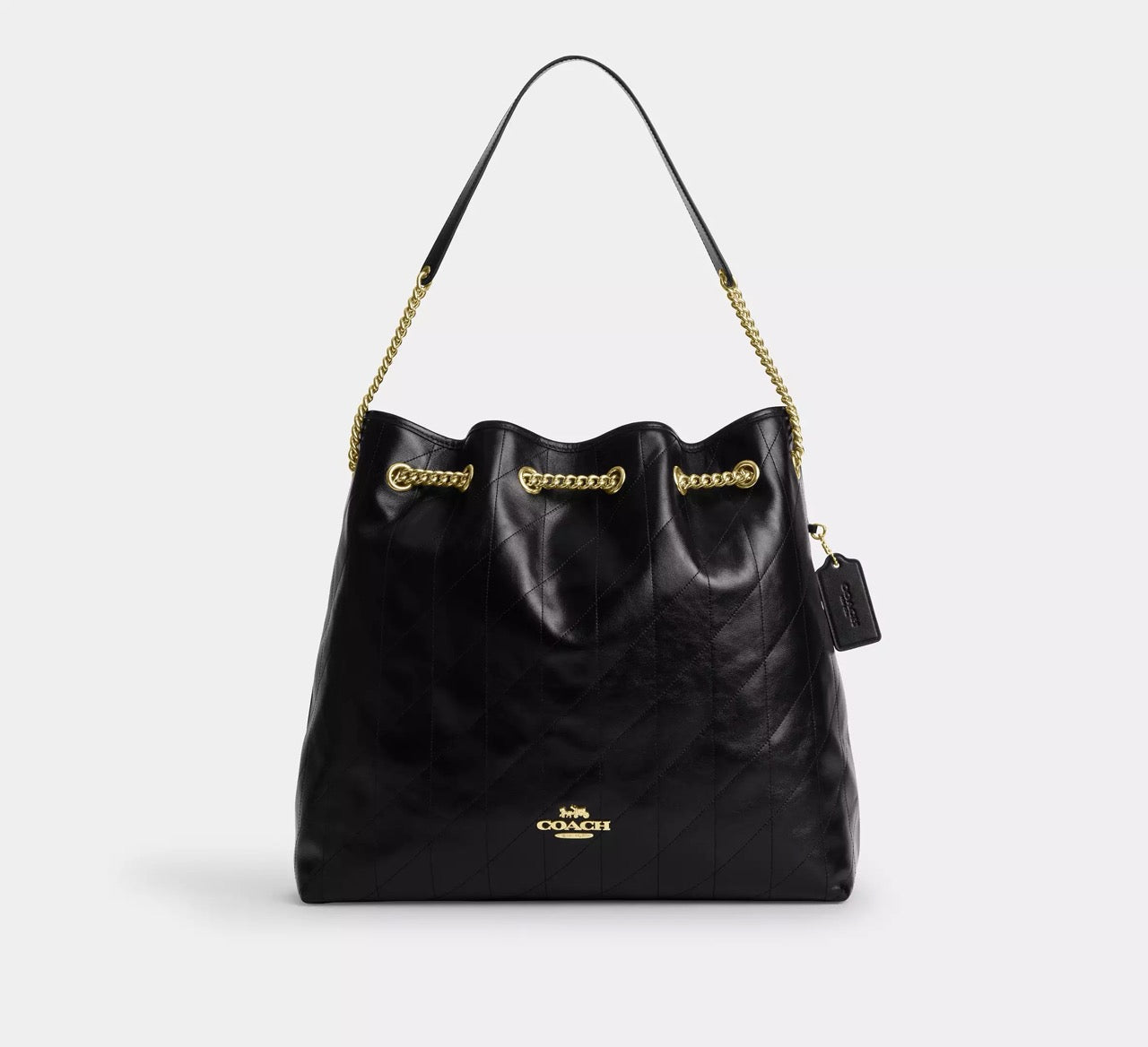 [READY STOCK MY] COACH Evelyn Large Shoulder Bag With Quilting in Black (CCZ81)