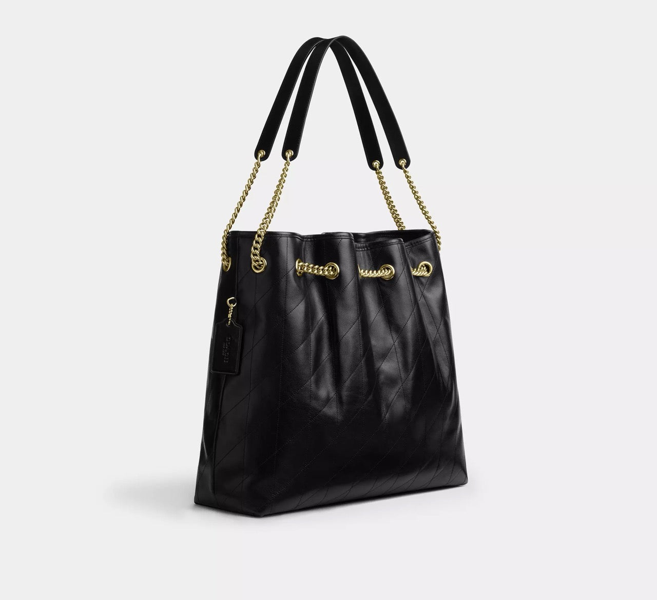 [READY STOCK MY] COACH Evelyn Large Shoulder Bag With Quilting in Black (CCZ81)