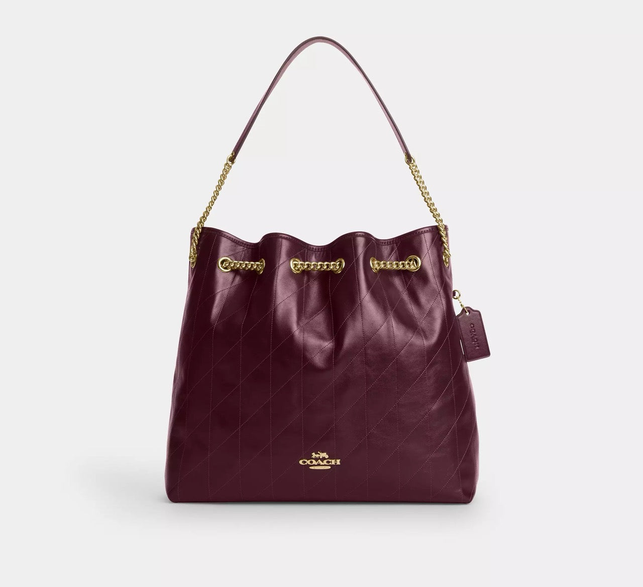 [INCOMING ETA 30 DAYS] COACH Evelyn Large Shoulder Bag With Quilting in Dark Wine (CCZ81)