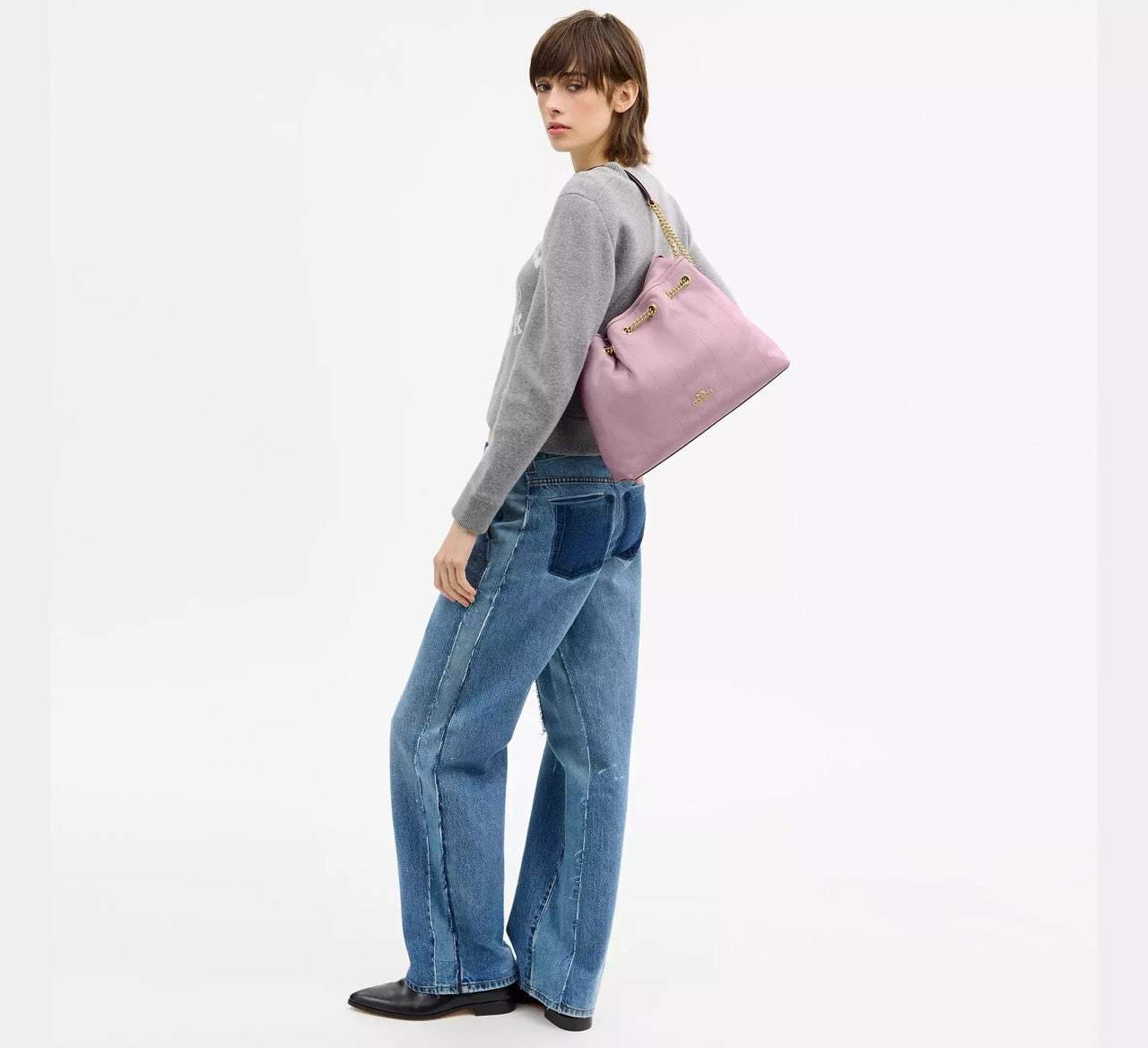 [READY STOCK MY] COACH Evelyn Shoulder Bag With Quilting in Carnation (CDR00)