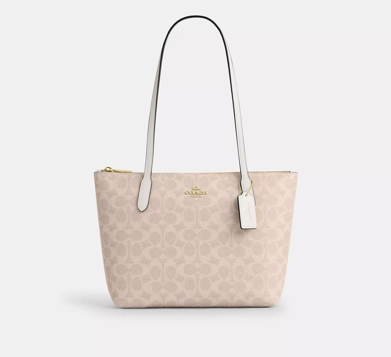 [INCOMING ETA 30 DAYS] COACH Fiona Zip Tote Bag In Signature Canvas in Sand/Chalk (CBT18)
