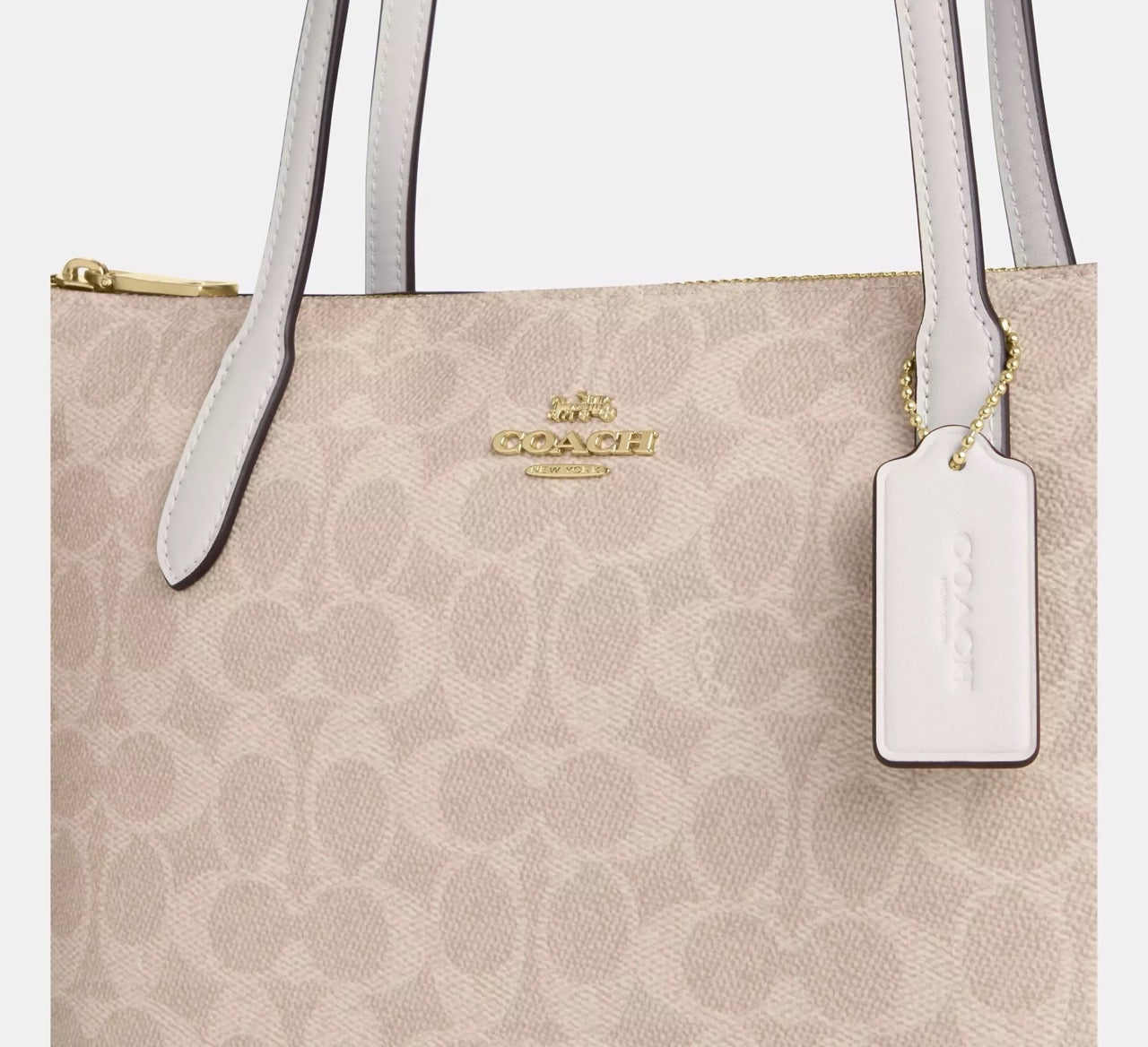 [INCOMING ETA 30 DAYS] COACH Fiona Zip Tote Bag In Signature Canvas in Sand/Chalk (CBT18)