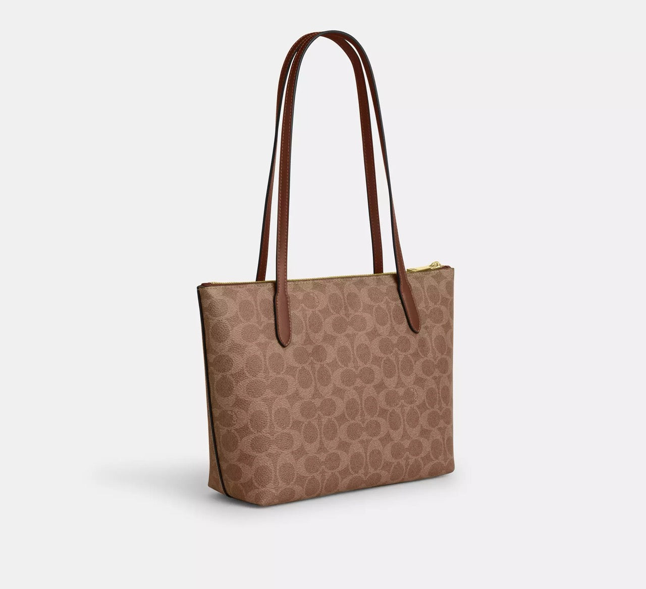 [READY STOCK MY] COACH Fiona Zip Tote Bag In Signature Canvas in Tan/Brown (CBT18)