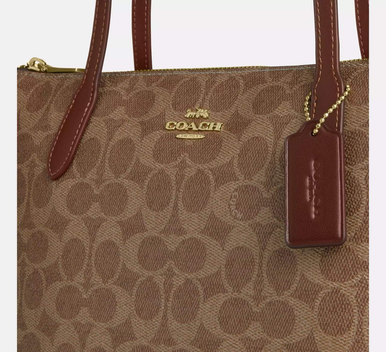 [READY STOCK MY] COACH Fiona Zip Tote Bag In Signature Canvas in Tan/Brown (CBT18)