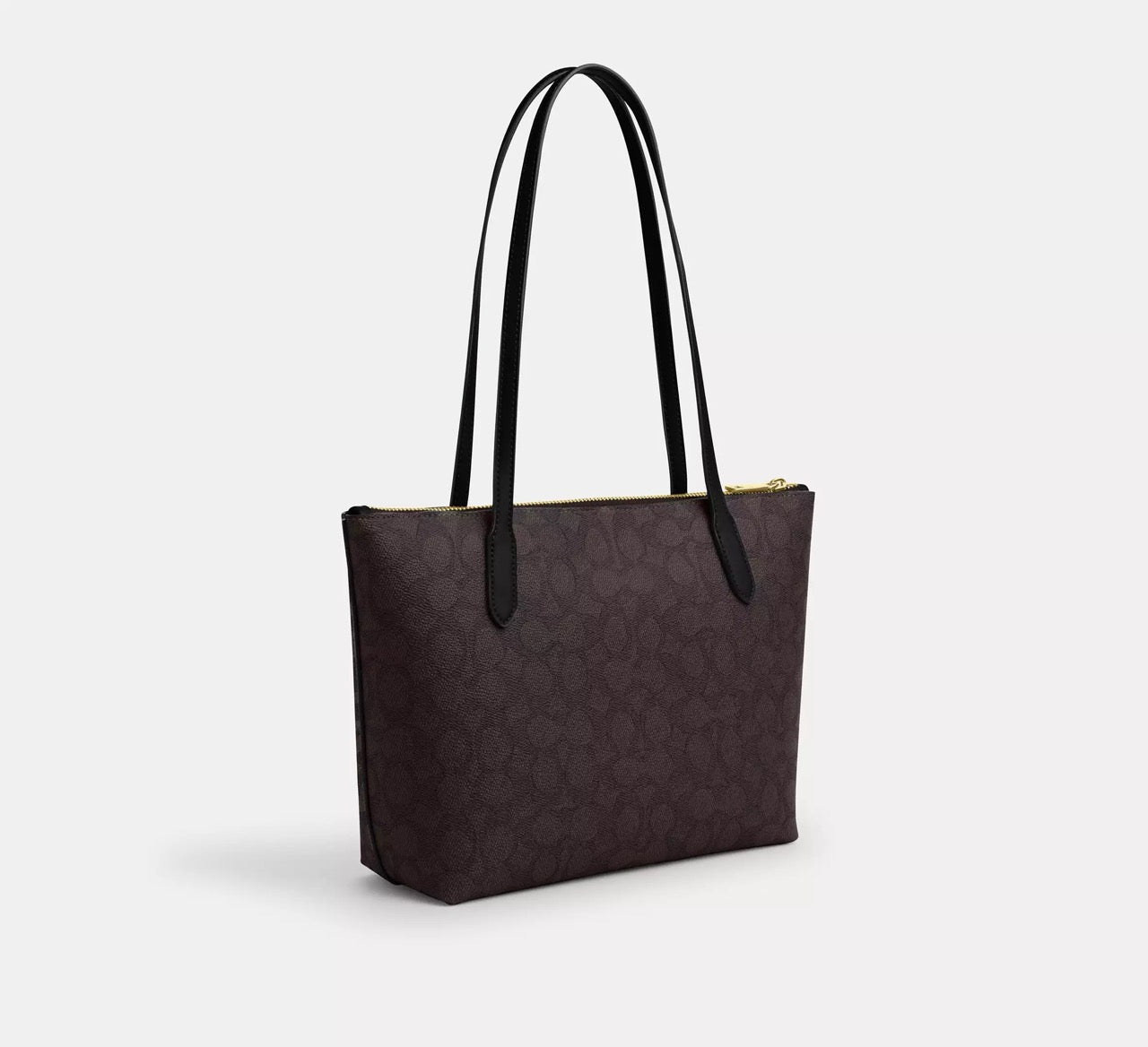 [READY STOCK MY] COACH Fiona Zip Tote Bag In Signature Canvas in Walnut/Black (CBT18)