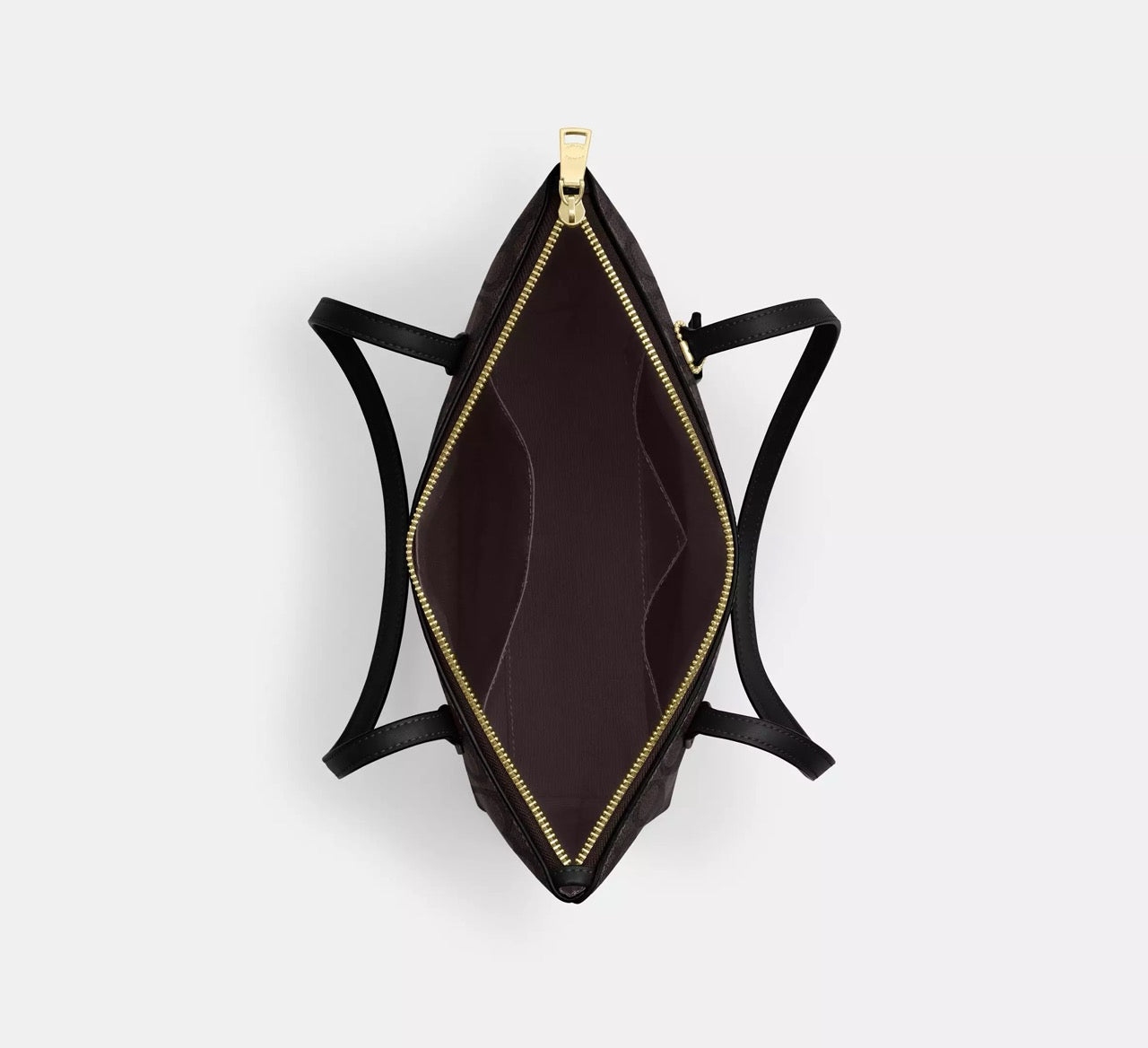 [READY STOCK MY] COACH Fiona Zip Tote Bag In Signature Canvas in Walnut/Black (CBT18)