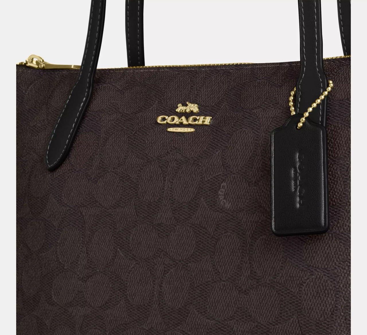 [READY STOCK MY] COACH Fiona Zip Tote Bag In Signature Canvas in Walnut/Black (CBT18)