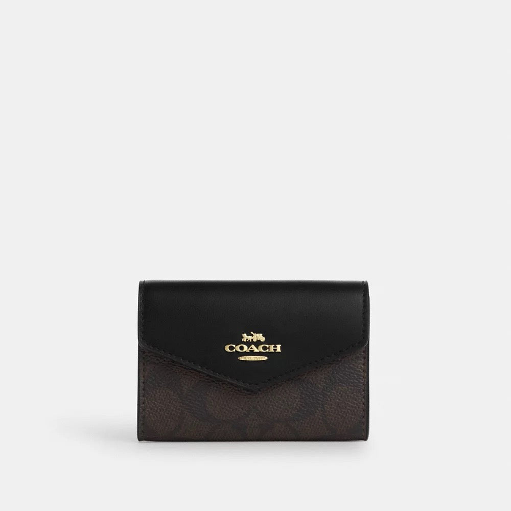 [INCOMING ETA AFTER RAYA] COACH Flap Card Case In Signature Canvas in Walnut/Black (CZ272)