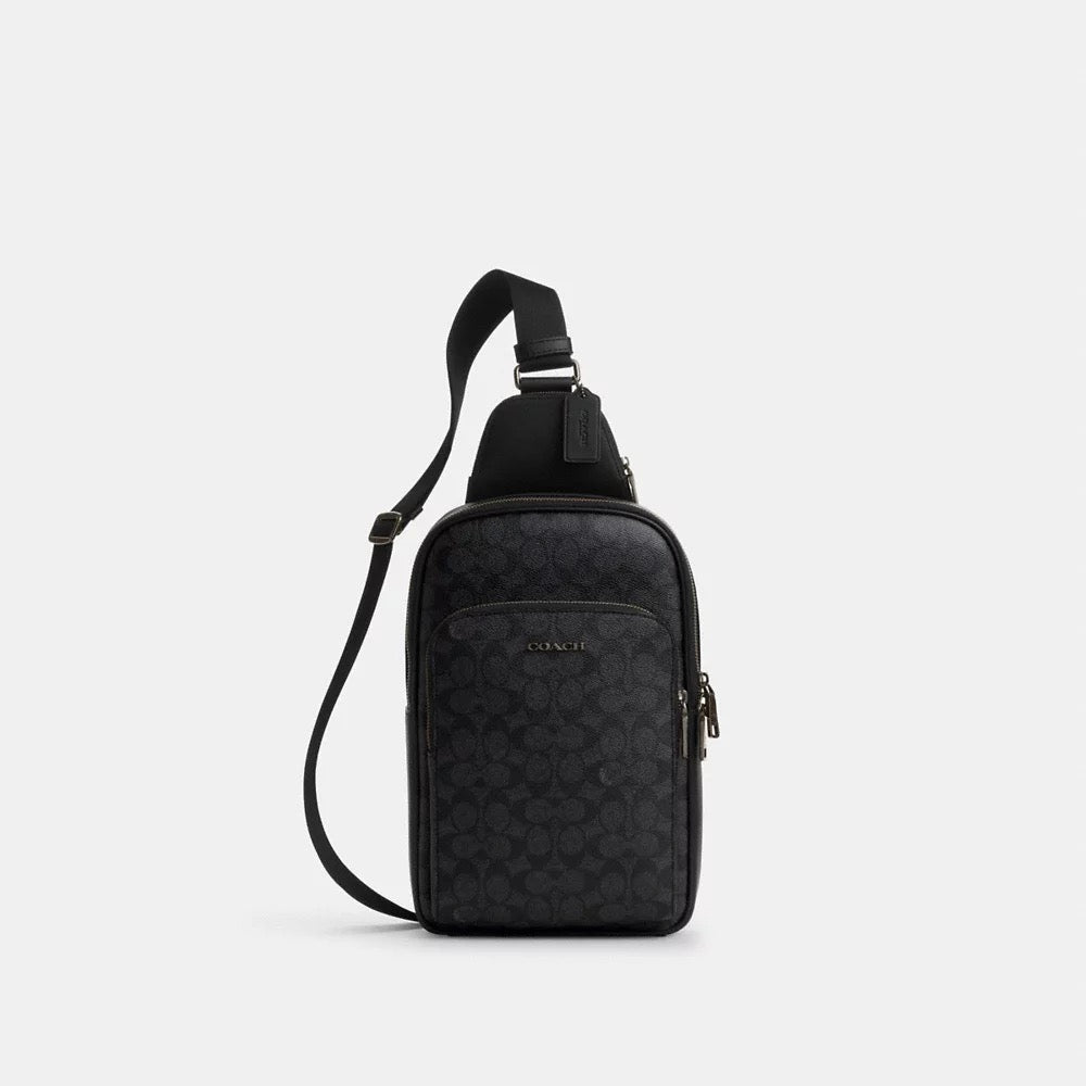 [INCOMING ETA 30 DAYS] COACH For Men Ethan Pack In Signature Canvas in Charcoal/Black (CZ393)