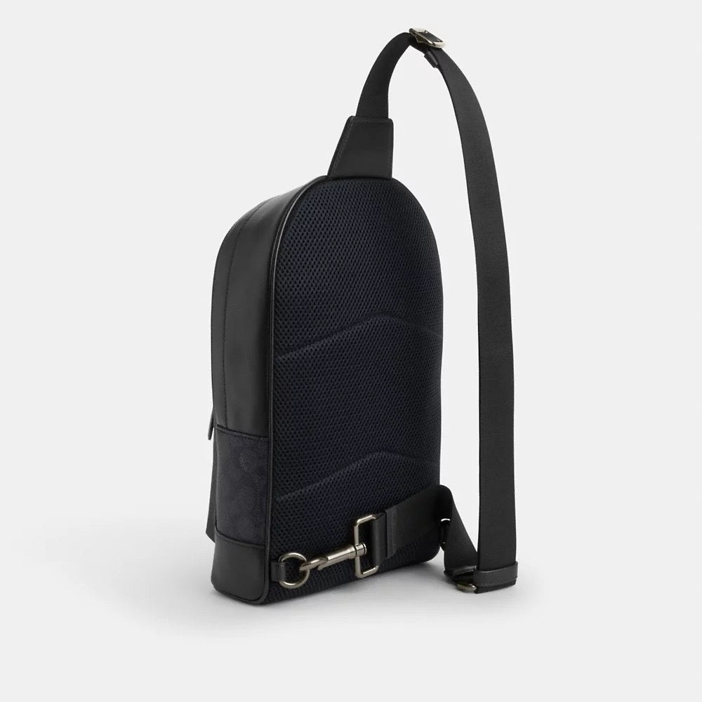[INCOMING ETA 30 DAYS] COACH For Men West Pack In Sig Canvas With Varsity Stripe in Denim/Chalk (CV923)