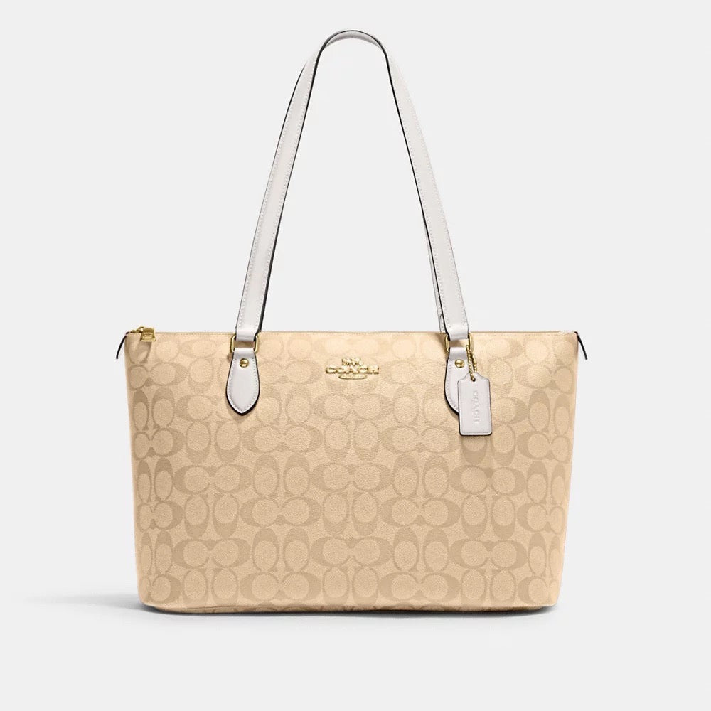 [READY STOCK MY] COACH Gallery Tote Bag In Signature Canvas in Light Khaki/Chalk (CS187)