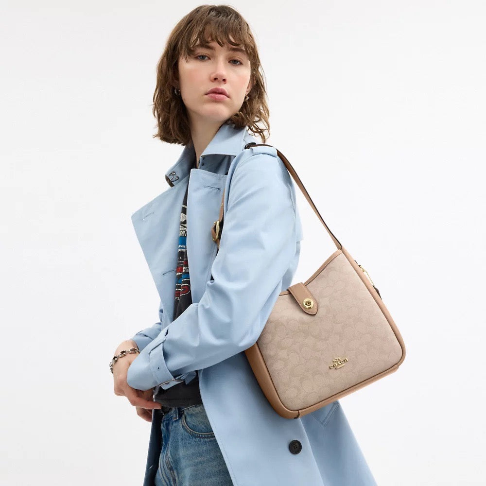 [READY STOCK MY] COACH Hadley Convertible Crossbody Bag With Signature Canvas in Dark Natural Multi (CAK50)