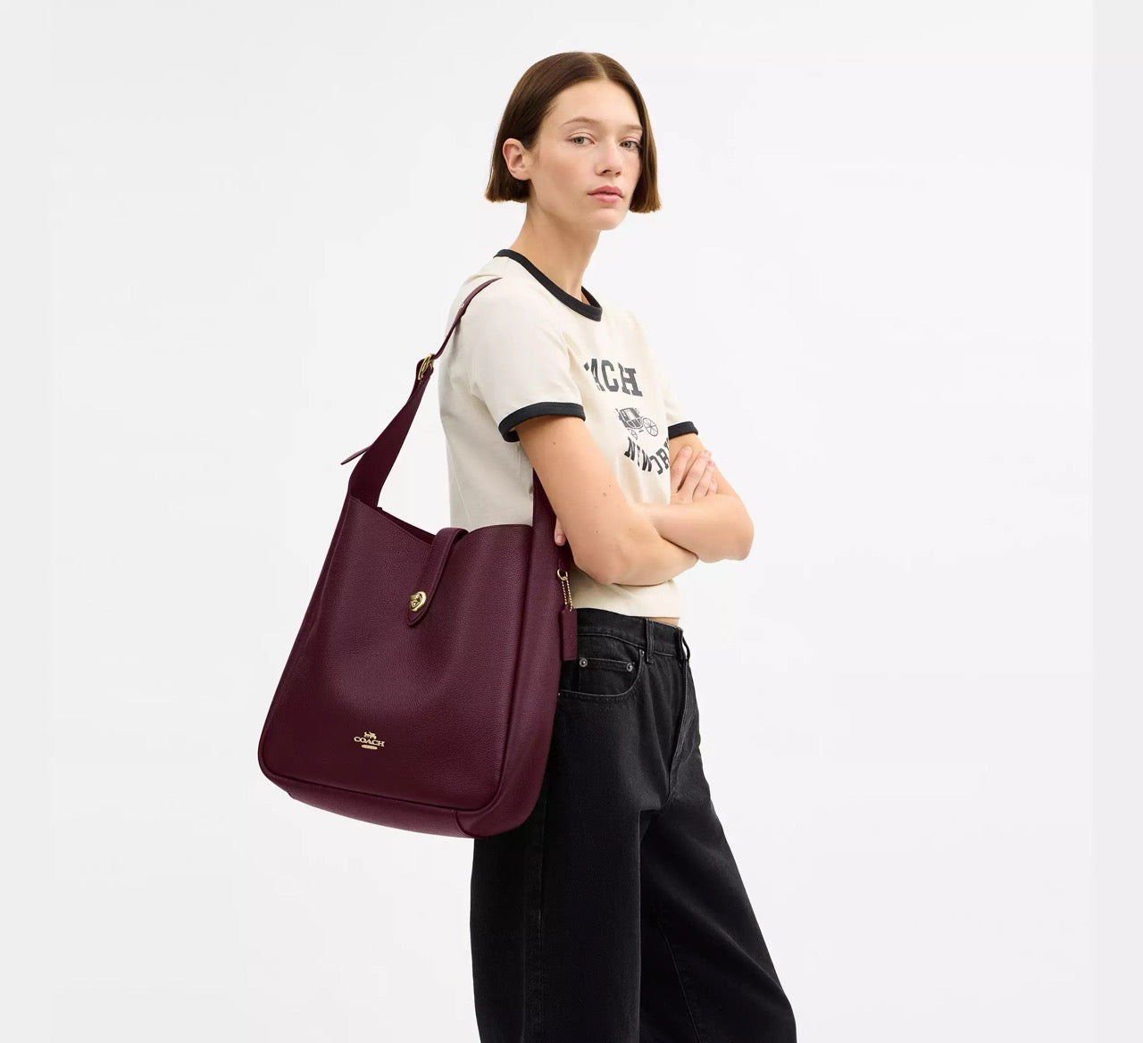 [INCOMING ETA 30 DAYS] COACH Hadley Large Shoulder Bag in Dark Wine (CCD65)