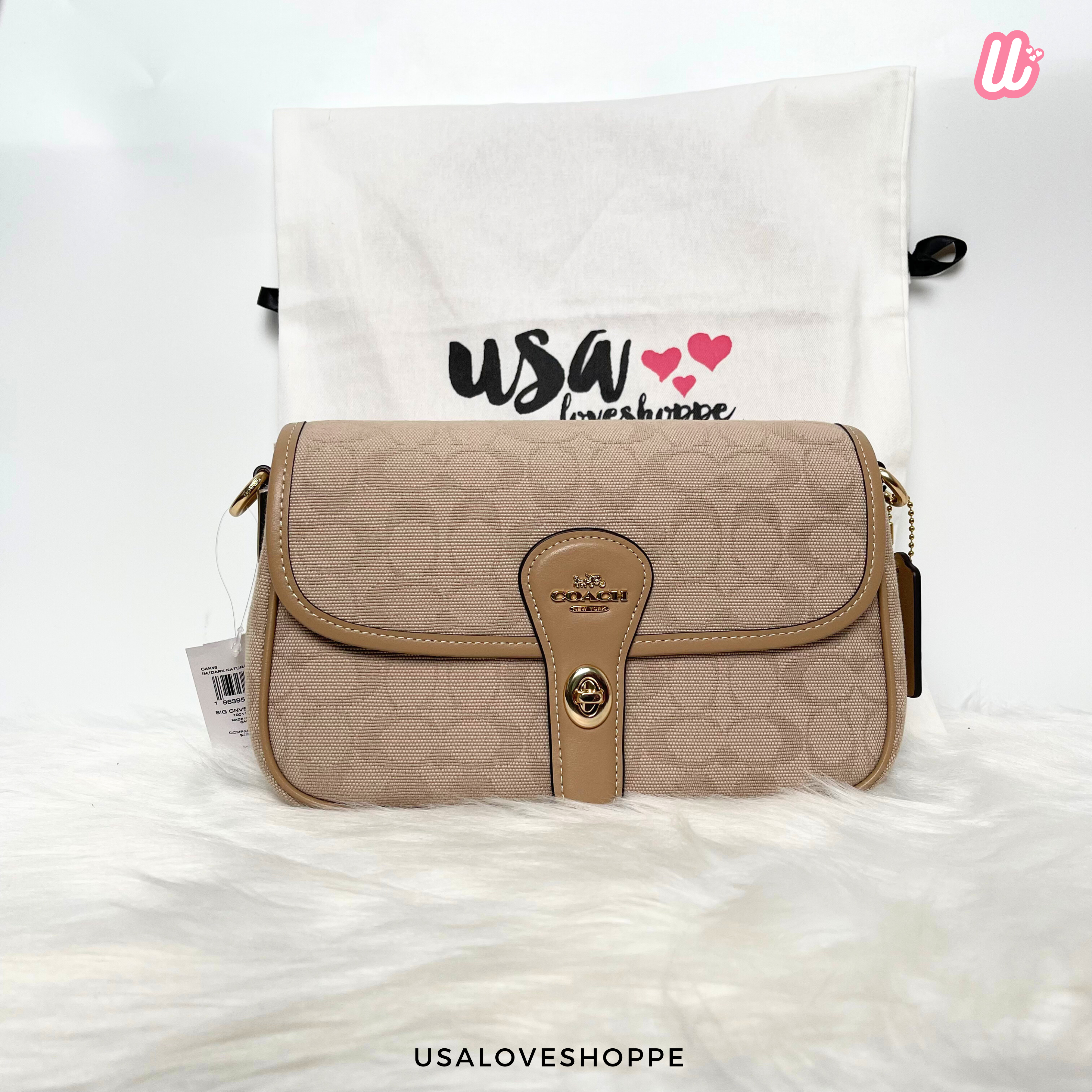[READY STOCK MY][DEFECT] COACH Hadley Shoulder Bag With Signature Canvas in Dark Natural Multi (CAK49)