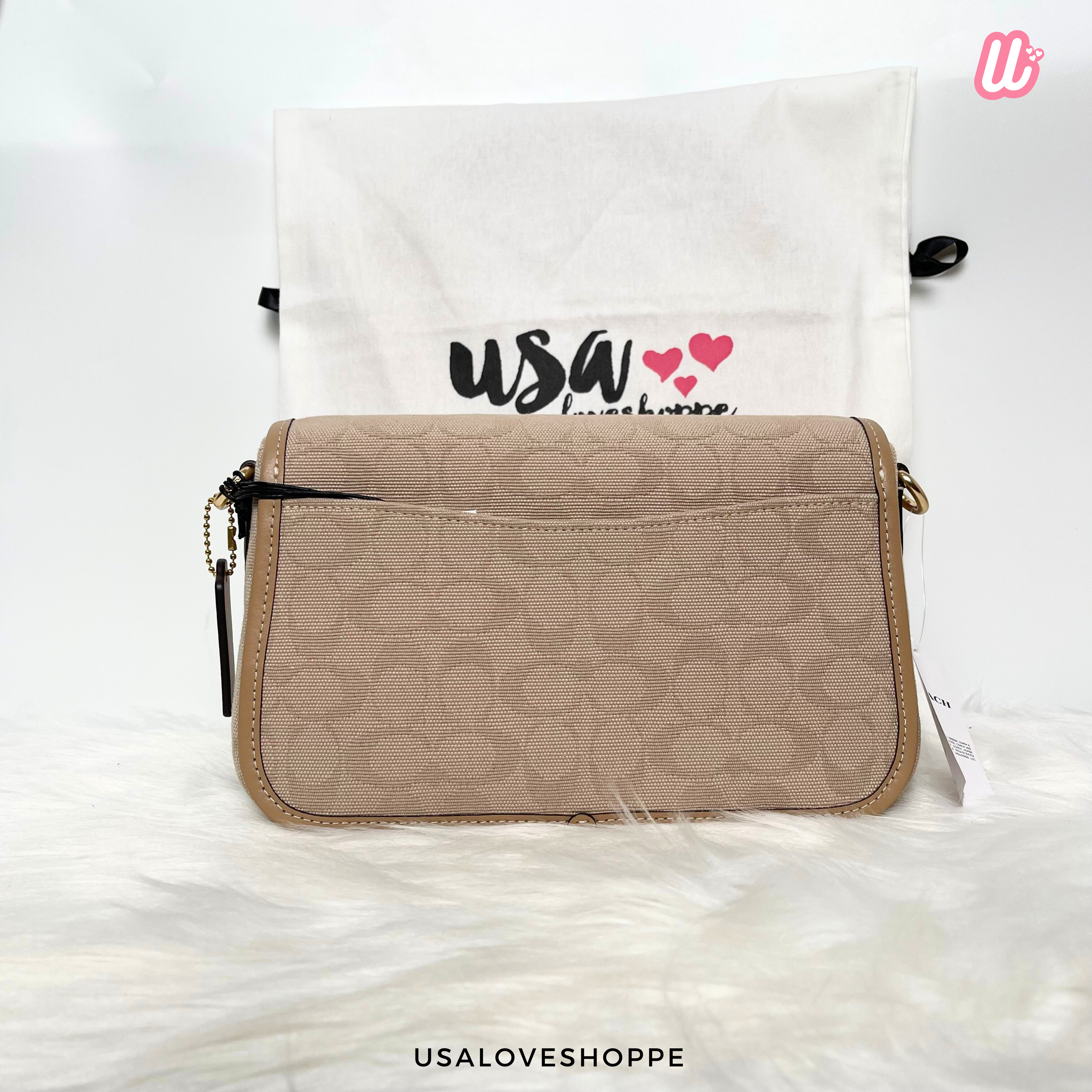 [READY STOCK MY][DEFECT] COACH Hadley Shoulder Bag With Signature Canvas in Dark Natural Multi (CAK49)