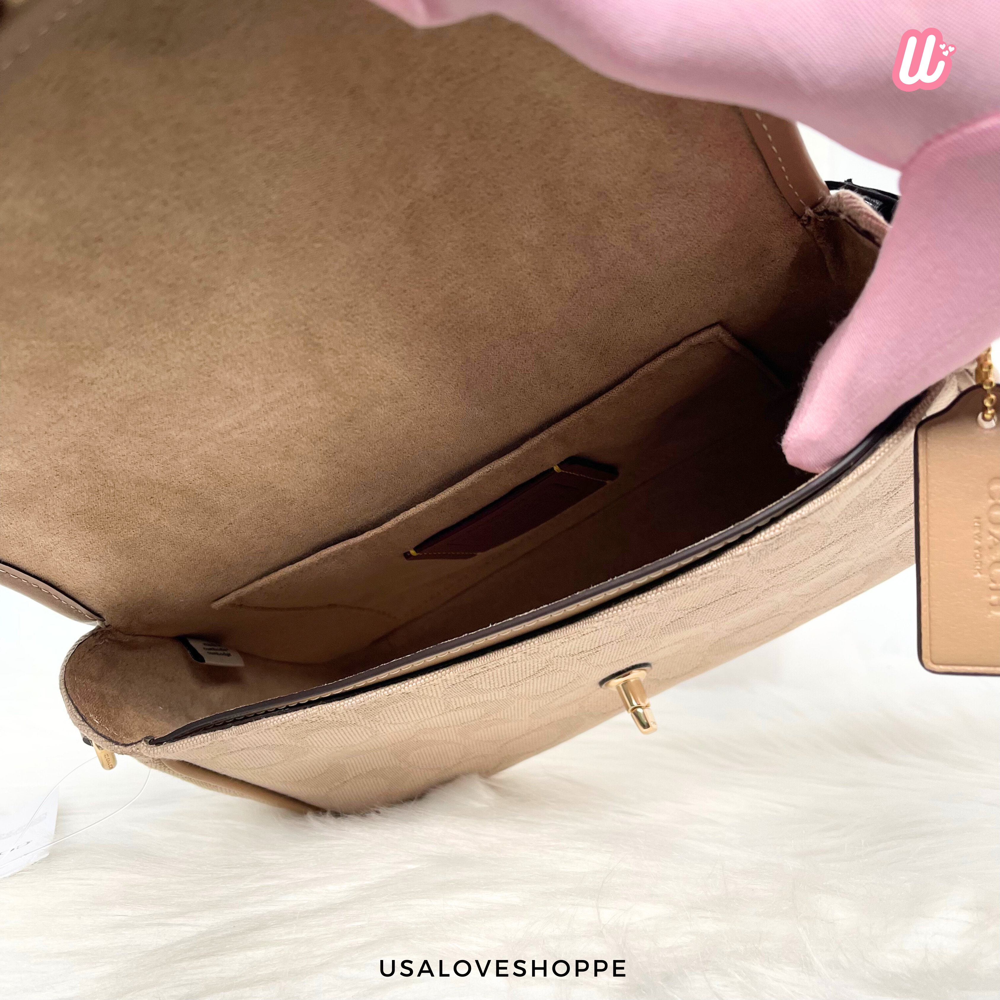 [READY STOCK MY][DEFECT] COACH Hadley Shoulder Bag With Signature Canvas in Dark Natural Multi (CAK49)