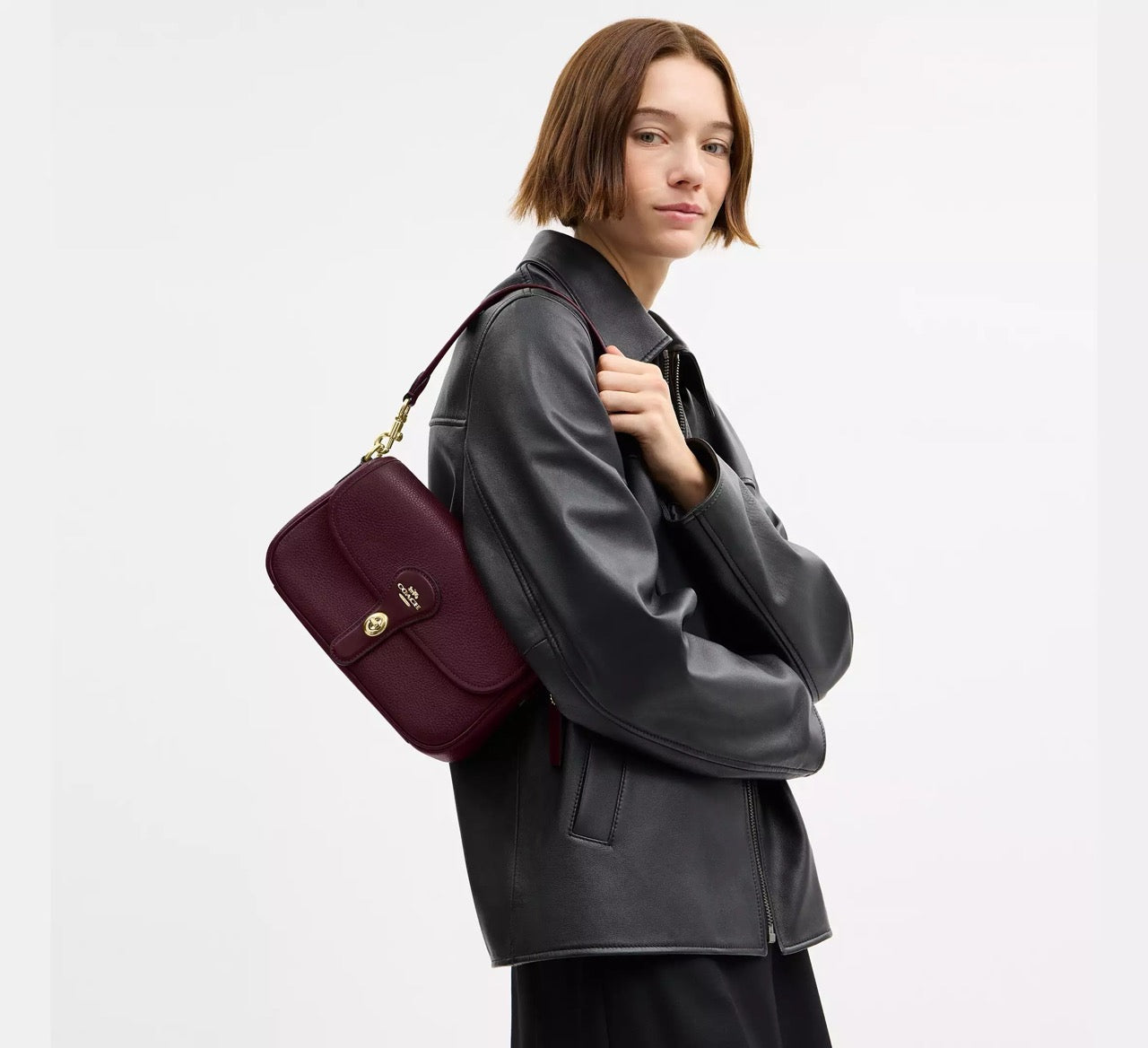 [INCOMING ETA 30 DAYS] COACH Hadley Shoulder Bag in Dark Wine (CY683)