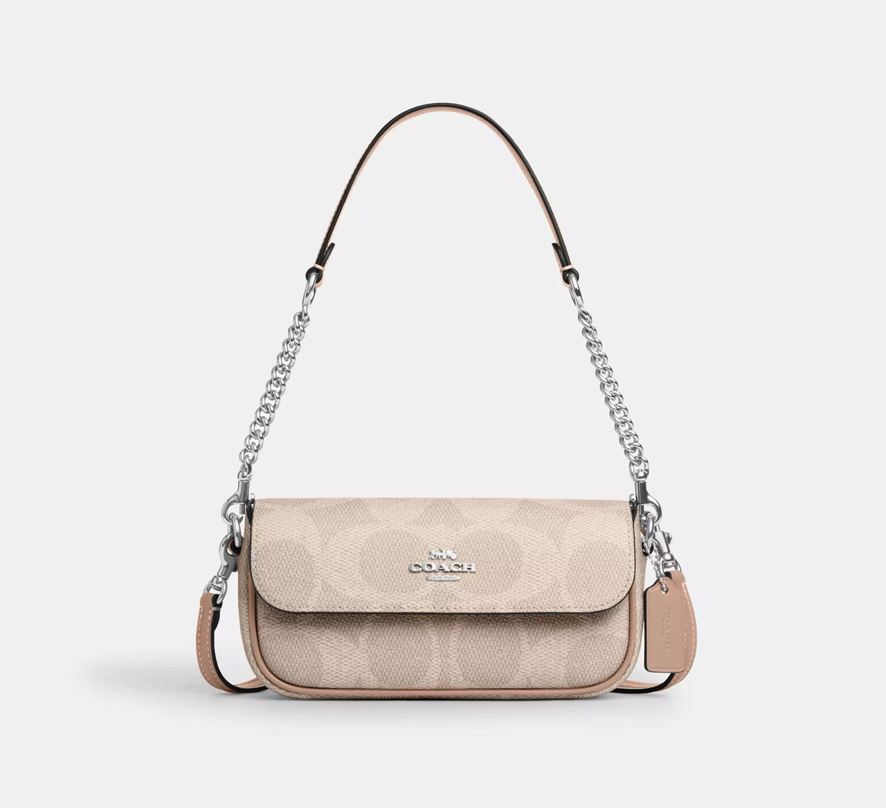 [INCOMING ETA 30 DAYS] COACH Hailey Flap Bag In Signature Canvas in Sand/Taupe (SHW)(CAN70)