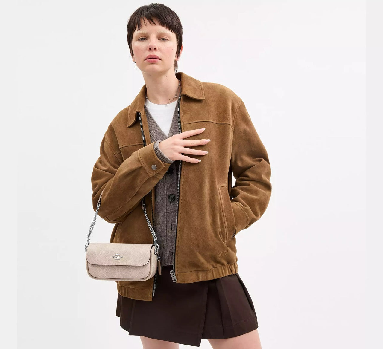 [INCOMING ETA 30 DAYS] COACH Hailey Flap Bag In Signature Canvas in Sand/Taupe (SHW)(CAN70)