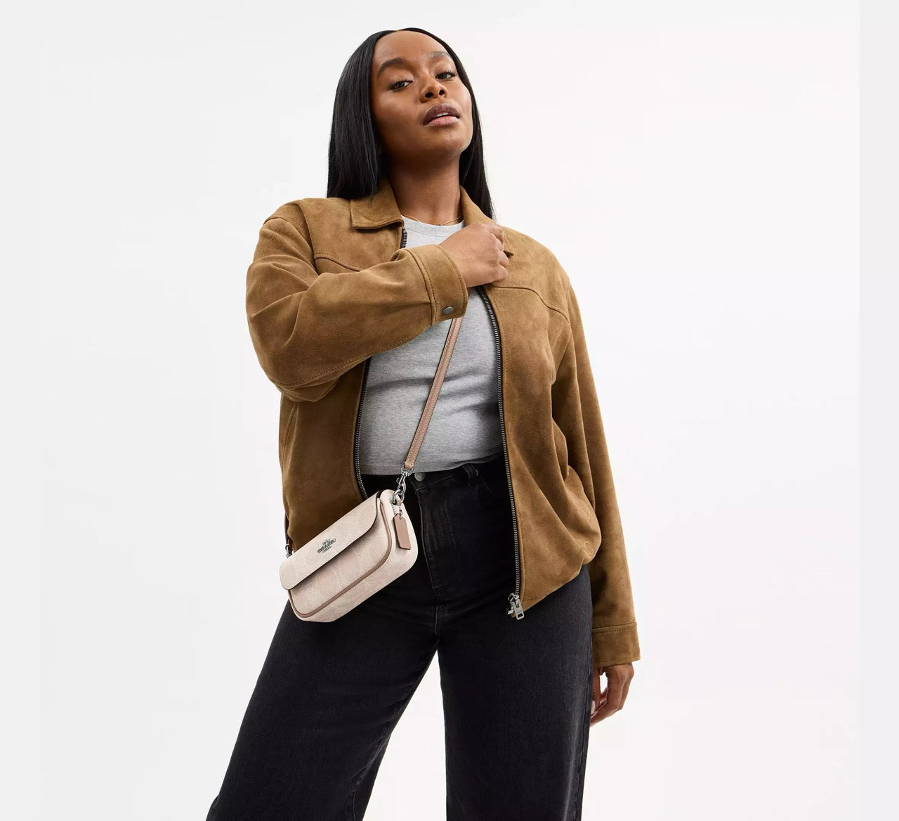 [INCOMING ETA 30 DAYS] COACH Hailey Flap Bag In Signature Canvas in Sand/Taupe (SHW)(CAN70)