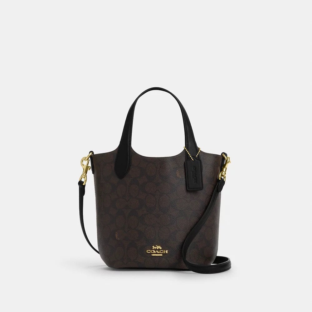 [INCOMING ETA 30 DAYS] COACH Hanna Bucket Bag In Signature Canvas in Walnut Black (CAF16)