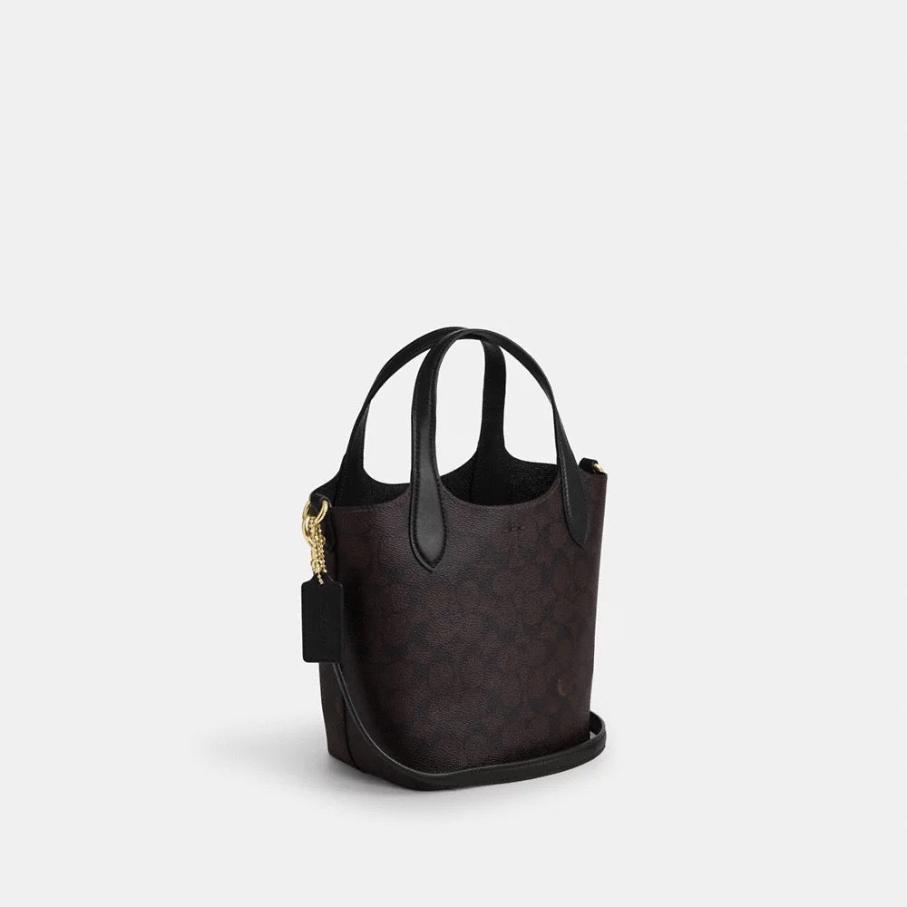 [INCOMING ETA 30 DAYS] COACH Hanna Bucket Bag In Signature Canvas in Walnut Black (CAF16)