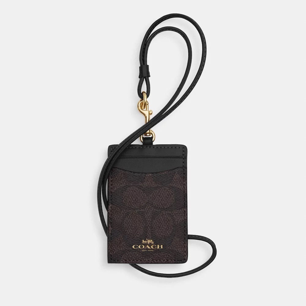 [INCOMING ETA AFTER RAYA] COACH Id Lanyard In Signaure Canvas in Walnut/Black (CZ285)