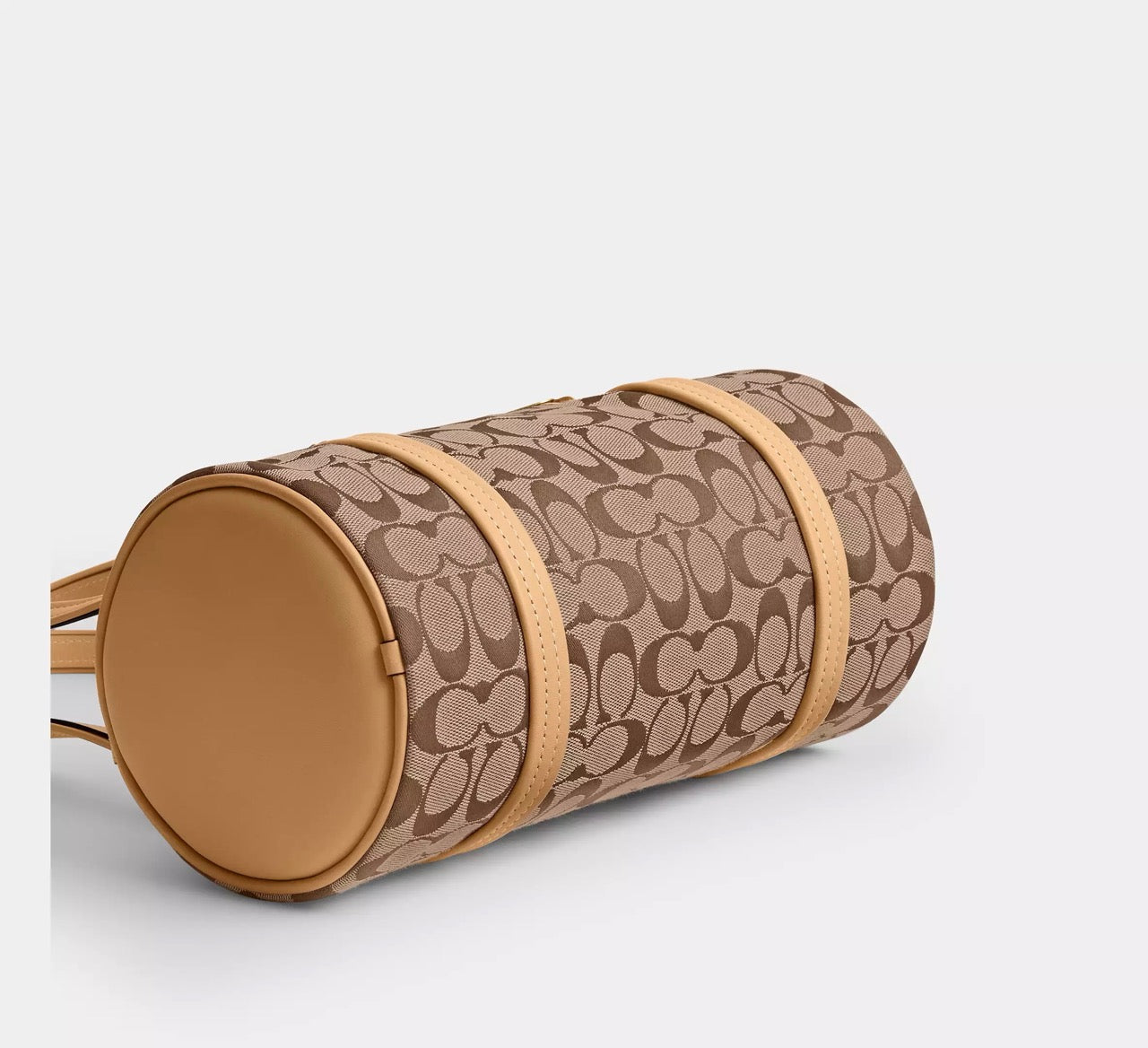 [WEB EXCLUSIVE][INCOMING ETA 30 DAYS] COACH Kisslock Barrel Bag 28 In Signature Jacquard in Khaki Light Peach (CEN91)