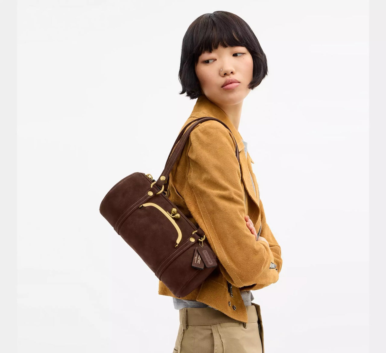 [WEB EXCLUSIVE][INCOMING ETA 30 DAYS] COACH Kisslock Barrel Bag 28 in Dark Chocolate (CEM07)
