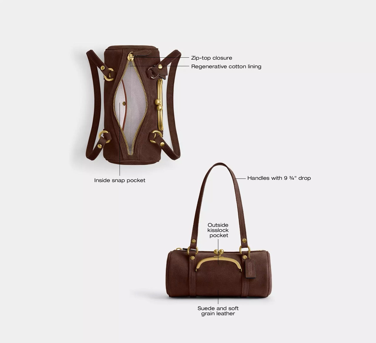[WEB EXCLUSIVE][INCOMING ETA 30 DAYS] COACH Kisslock Barrel Bag 28 in Dark Chocolate (CEM07)