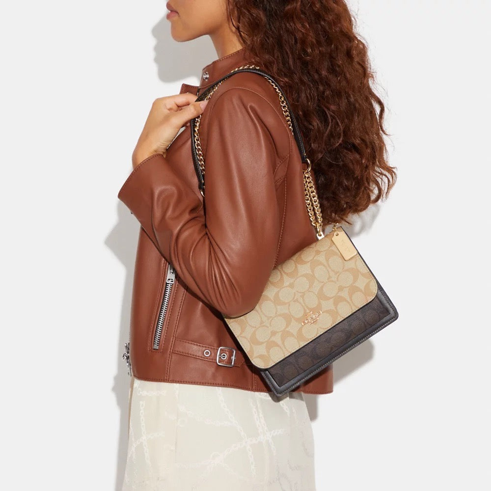 [INCOMING ETA 30 DAYS] COACH Klare Crossbody Bag In Blocked Signature Canvas in Light Khaki Brown Multi (CD866)