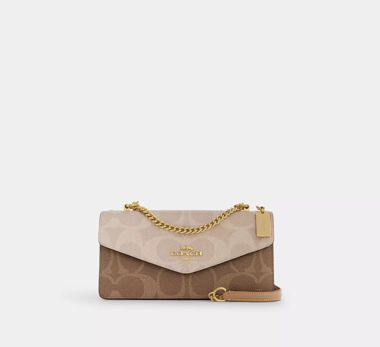 [INCOMING ETA 30 DAYS] COACH Klare Envelope Crossbody Bag In Blocked Signature Canvas in Sand/Tan (CBI99)