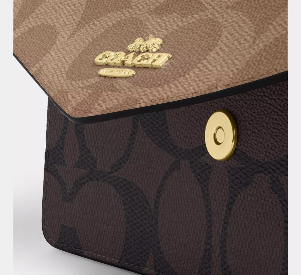 [INCOMING ETA 30 DAYS] COACH Klare Envelope Crossbody Bag In Blocked Signature Canvas Walnut/Tan (CBI99)