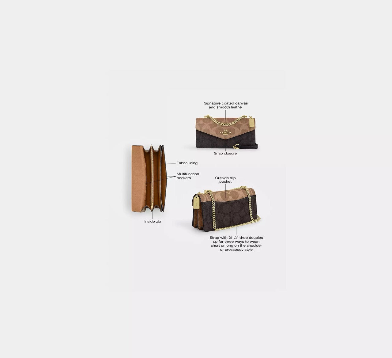 [INCOMING ETA 30 DAYS] COACH Klare Envelope Crossbody Bag In Blocked Signature Canvas Walnut/Tan (CBI99)
