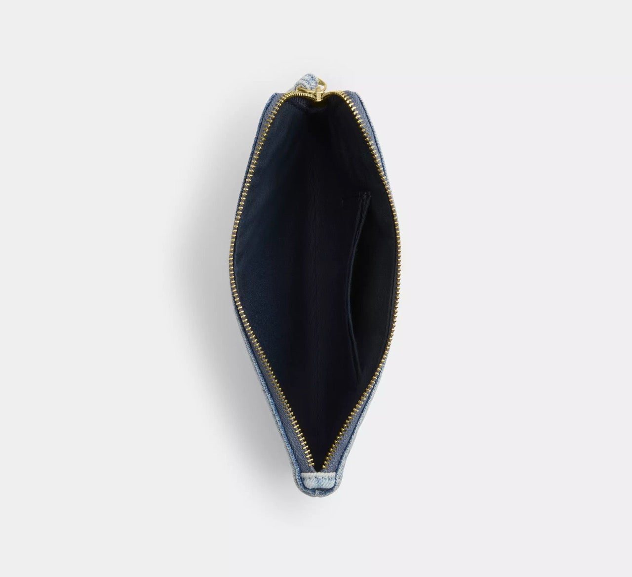 [INCOMING ETA 30 DAYS] COACH Large Corner Zip Wristlet In Loved Denim in Light Indigo (CEF68)