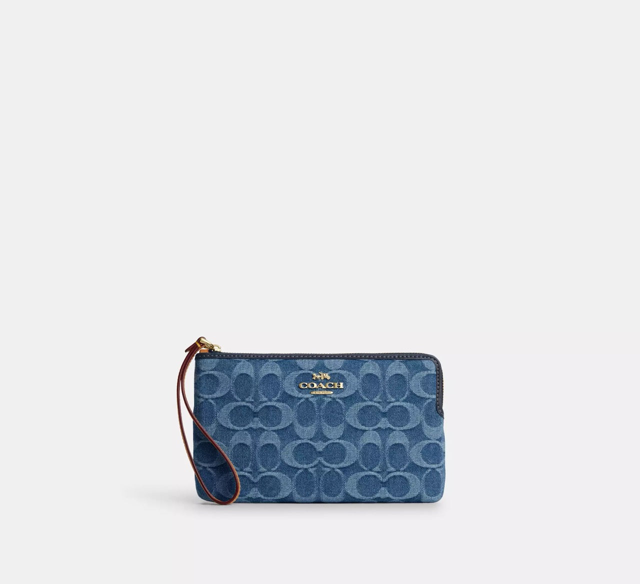 [INCOMING ETA 30 DAYS] COACH Large Corner Zip Wristlet In Signature Denim in Indigo (CDE82)