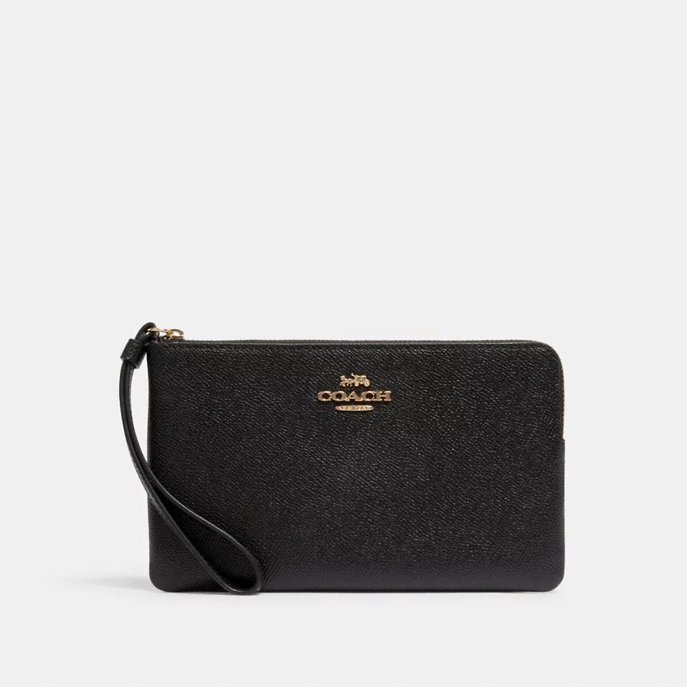 [INCOMING ETA 30 DAYS] COACH Large Corner Zip Wristlet in Black (CV395)