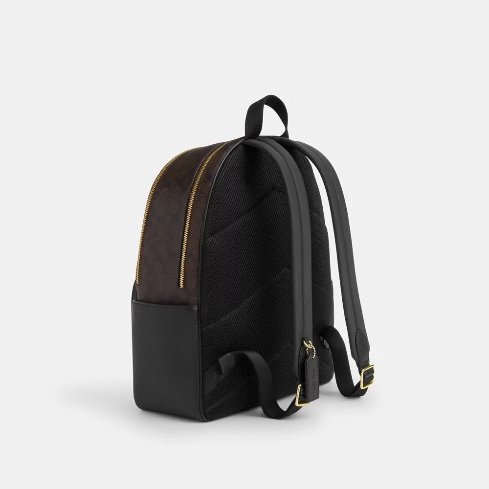 [INCOMING ETA 30 DAYS] COACH Large Court Backpack In Signature Canvas in Walnut/Black (CZ175)