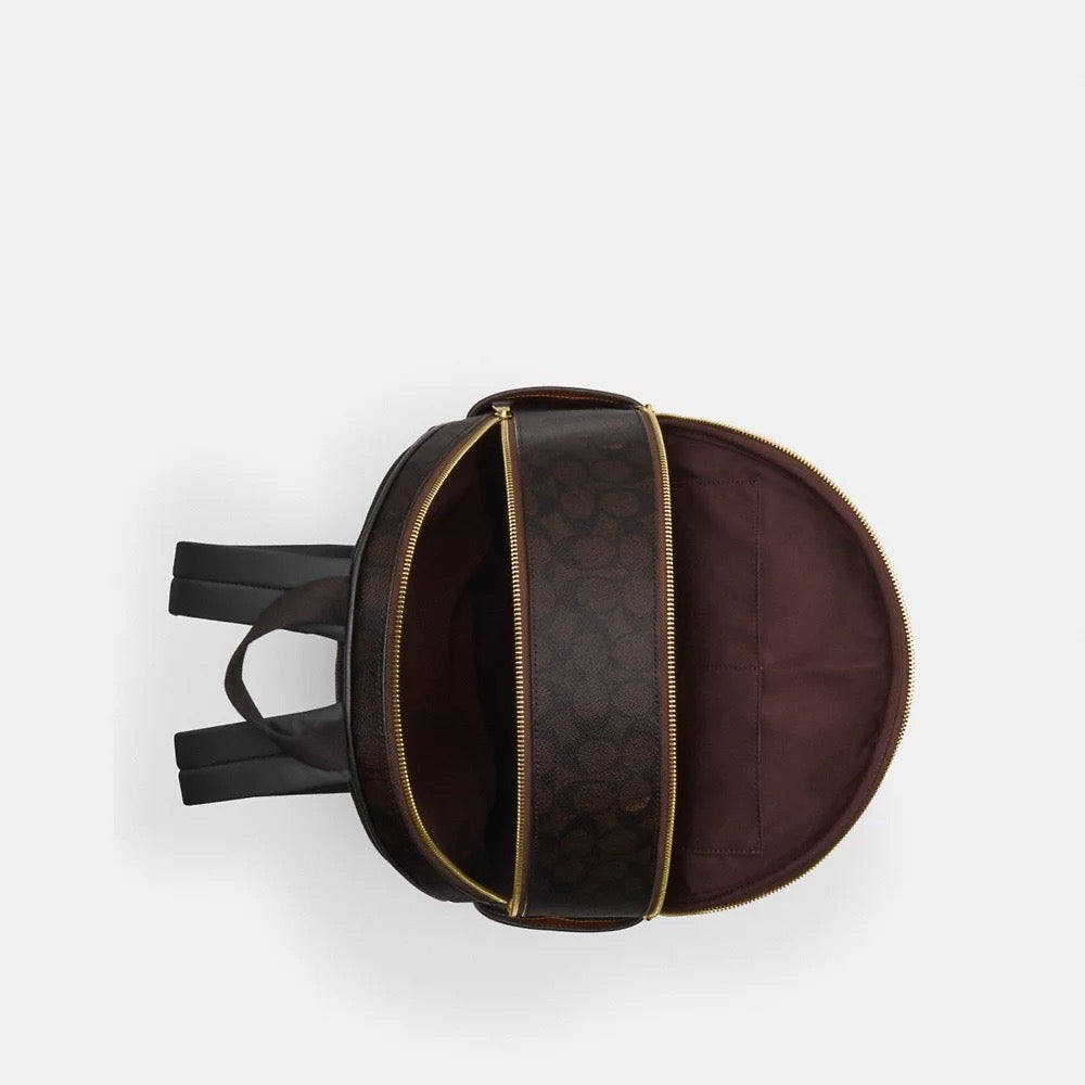 [INCOMING ETA 30 DAYS] COACH Large Court Backpack In Signature Canvas in Walnut/Black (CZ175)