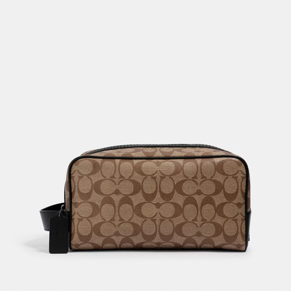 [INCOMING ETA 30 DAYS] COACH Men Large Travel Kit In Signature Canvas In Tan Black (2706)