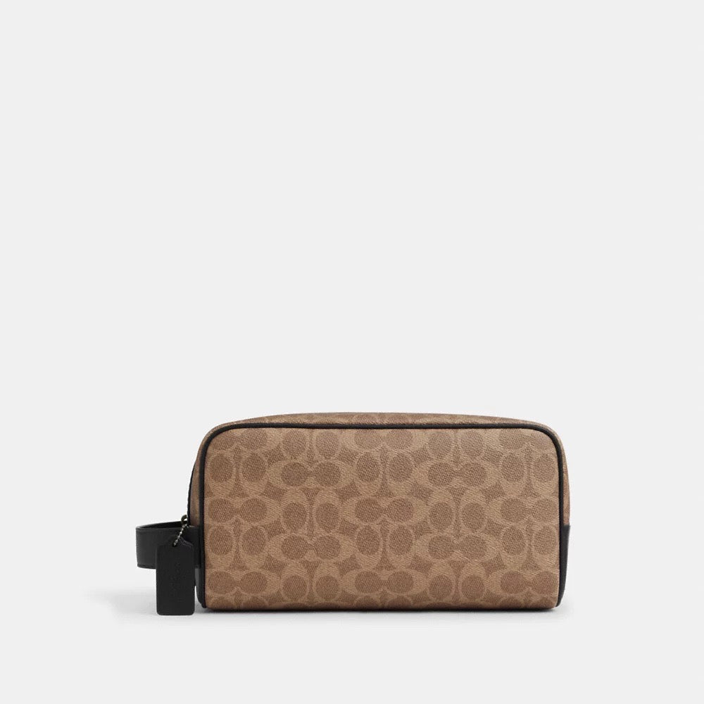 [INCOMING ETA 30 DAYS] COACH Large Travel Kit In Signature Canvas in Tan/Black (CAR19)