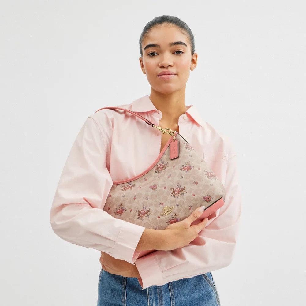 [INCOMING ETA 30 DAYS] COACH Laurel Shoulder Bag In Signature Canvas With Floral Print in Sand Multi (CAL36)