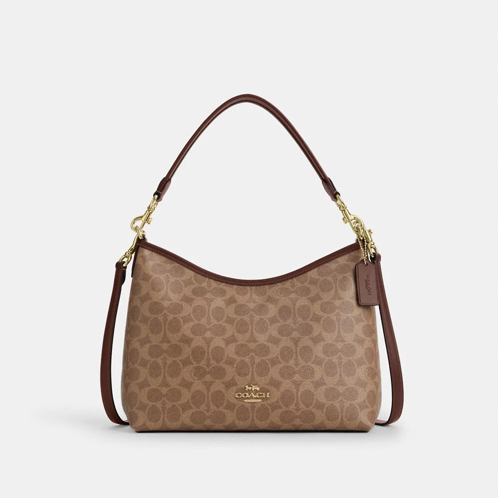 [INCOMING ETA 30 DAYS] COACH Laurel Shoulder Bag In Signature Canvas in Tan/Brown (CV975)